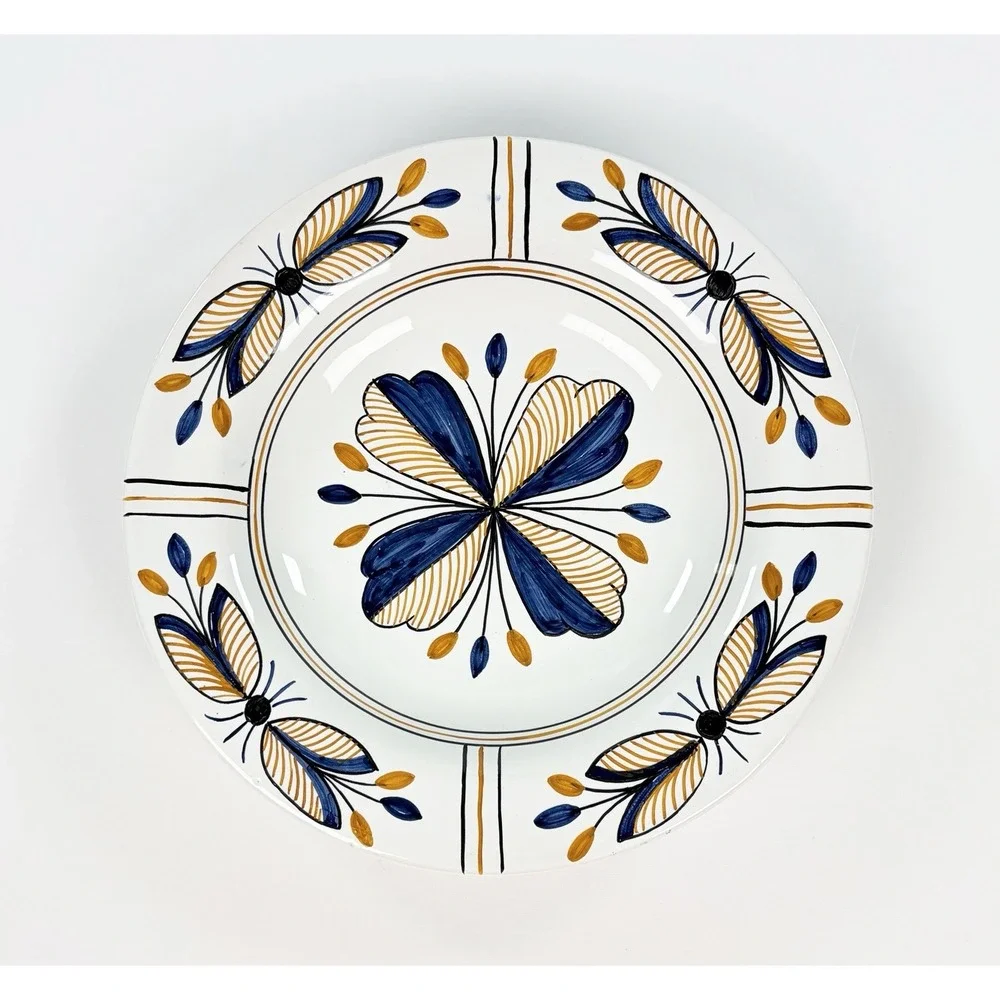 Vintage Talavera Niveiro Spain Hand Painted Decorative Bowl 12.75